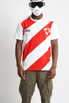 Hazard Stripe T-shirt "Hazard"  | Red White (1018h)